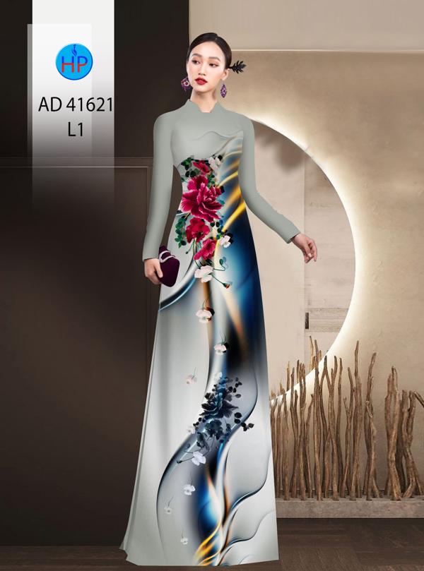 Vải Áo Dài Hoa In 3D AD 41621 4
